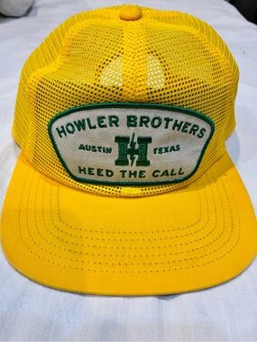Howler Brothers Yellow Mesh Trucker Hat with Green Patch